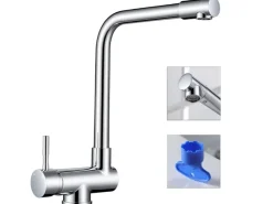 AICA Wasserhahn Faltbare 360° Drehbare Küchenarmatur 304 Edelstahl Hochdruckfest Mischbatterie Spültischarmatur Chrom