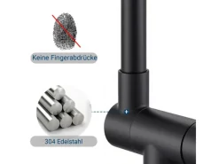Discount AICA Wasserhahn Faltbare 360° Drehbare Küchenarmatur 304 Edelstahl Hochdruckfest Mischbatterie Spültischarmatur Schwarz