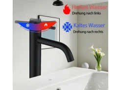 Discount AICA Wasserhahn Bad Hoch Waschtischarmatur Auslauf Höhe 195mm Waschbecken Armaturen 304 Edelstahl Einhebelmischer Mischbatterie Schwarz