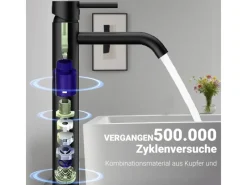 Discount AICA Wasserhahn Bad Hoch Waschtischarmatur Auslauf Höhe 195mm Waschbecken Armaturen 304 Edelstahl Einhebelmischer Mischbatterie Schwarz