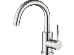Online AICA Wasserhahn Silber Bad Hoch Waschtischarmatur Auslauf Höhe 158mm Waschbecken Armaturen 304 Edelstahl Einhebelmischer Mischbatterie