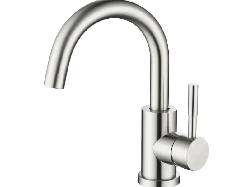 Online AICA Wasserhahn Silber Bad Hoch Waschtischarmatur Auslauf Höhe 158mm Waschbecken Armaturen 304 Edelstahl Einhebelmischer Mischbatterie