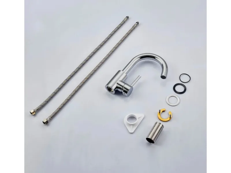 Online AICA Wasserhahn Silber Bad Hoch Waschtischarmatur Auslauf Höhe 158mm Waschbecken Armaturen 304 Edelstahl Einhebelmischer Mischbatterie