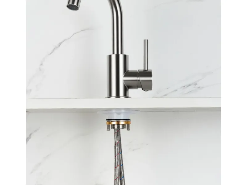 Online AICA Wasserhahn Silber Bad Hoch Waschtischarmatur Auslauf Höhe 158mm Waschbecken Armaturen 304 Edelstahl Einhebelmischer Mischbatterie