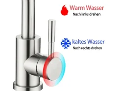 Online AICA Wasserhahn Silber Bad Hoch Waschtischarmatur Auslauf Höhe 158mm Waschbecken Armaturen 304 Edelstahl Einhebelmischer Mischbatterie