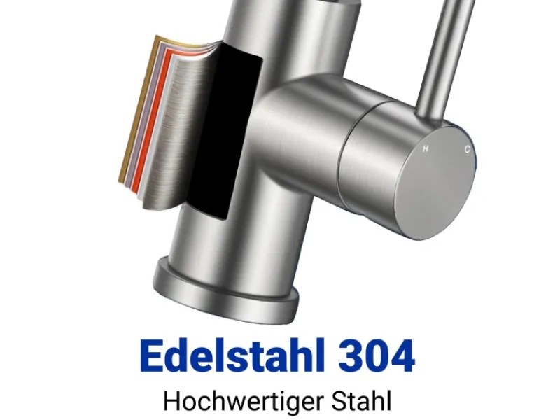 Online AICA Wasserhahn Silber Bad Hoch Waschtischarmatur Auslauf Höhe 158mm Waschbecken Armaturen 304 Edelstahl Einhebelmischer Mischbatterie