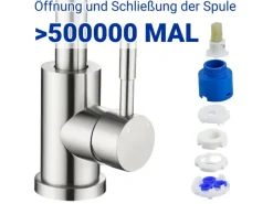 Online AICA Wasserhahn Silber Bad Hoch Waschtischarmatur Auslauf Höhe 158mm Waschbecken Armaturen 304 Edelstahl Einhebelmischer Mischbatterie