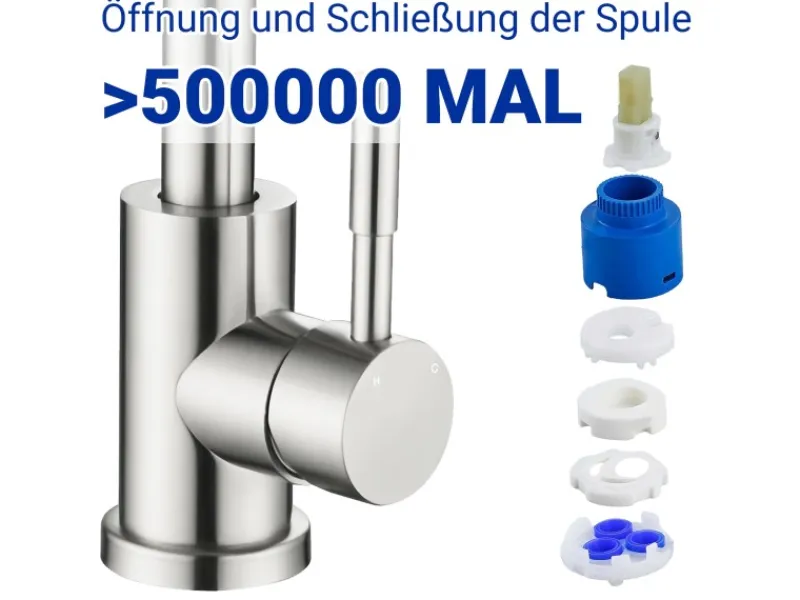 Online AICA Wasserhahn Silber Bad Hoch Waschtischarmatur Auslauf Höhe 158mm Waschbecken Armaturen 304 Edelstahl Einhebelmischer Mischbatterie
