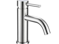 Einhebelmischer<AICA Wasserhahn Silber Bad Niedriger Waschtischarmatur Waschbecken Armaturen 304 Edelstahl Einhebelmischer Mischbatterie