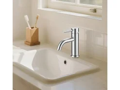 Einhebelmischer<AICA Wasserhahn Silber Bad Niedriger Waschtischarmatur Waschbecken Armaturen 304 Edelstahl Einhebelmischer Mischbatterie