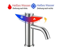 Einhebelmischer<AICA Wasserhahn Silber Bad Niedriger Waschtischarmatur Waschbecken Armaturen 304 Edelstahl Einhebelmischer Mischbatterie