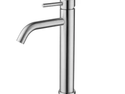 Einhebelmischer<AICA Wasserhahn Silber Bad Hoch Waschtischarmatur Auslauf Höhe 195mm Waschbecken Armaturen 304 Edelstahl Einhebelmischer Mischbatterie
