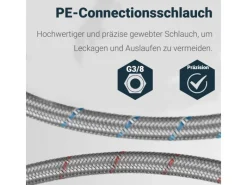 AICA Wasserhahn Silber Küche Spültischarmatur 3-Wege mit Trinkwasserfilter 2-Hebel Design für Doppelspülen 360° Schwenkbar< Zweigriffarmatur