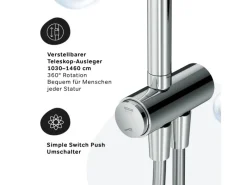 Einhebelmischer<AM.PM Duschsystem Func Duschsystem ohne Armatur, Regenduschset Kopfbrause Duschsäule Dusche F07FA000 Chrom