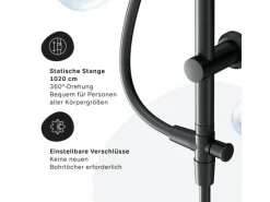 Einhebelmischer<AM.PM Duschsystem Hit S Regendusche Set Duschsäule F07TB022 Schwarz