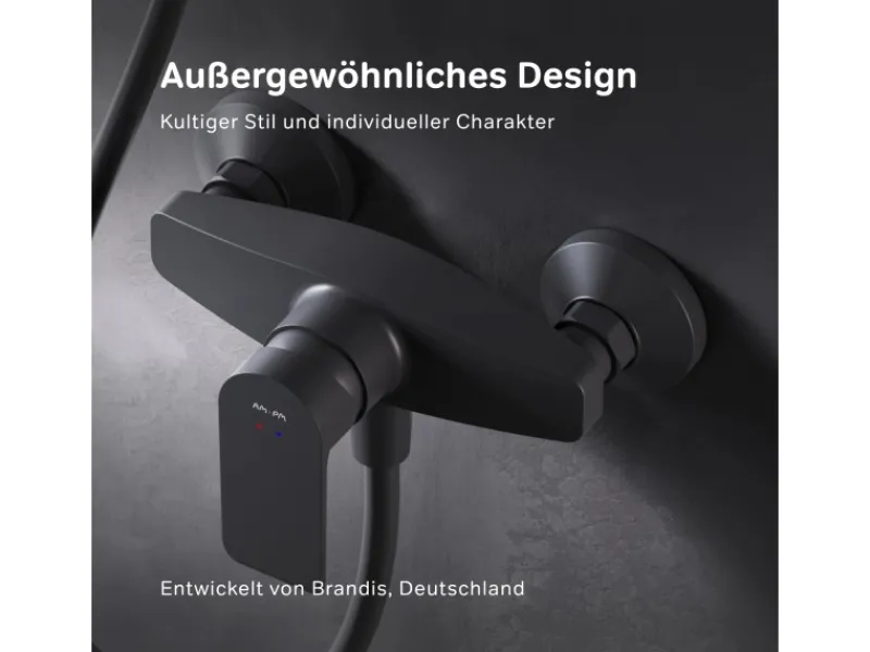 Einhebelmischer<AM.PM Einhebel Duscharmatur Brausearmatur aus Messing Brausebatterie Flash FNA20022 Schwarz