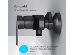 Einhebelmischer<AM.PM Einhebel Duscharmatur Brausearmatur aus Messing Brausebatterie Flash FNA20022 Schwarz