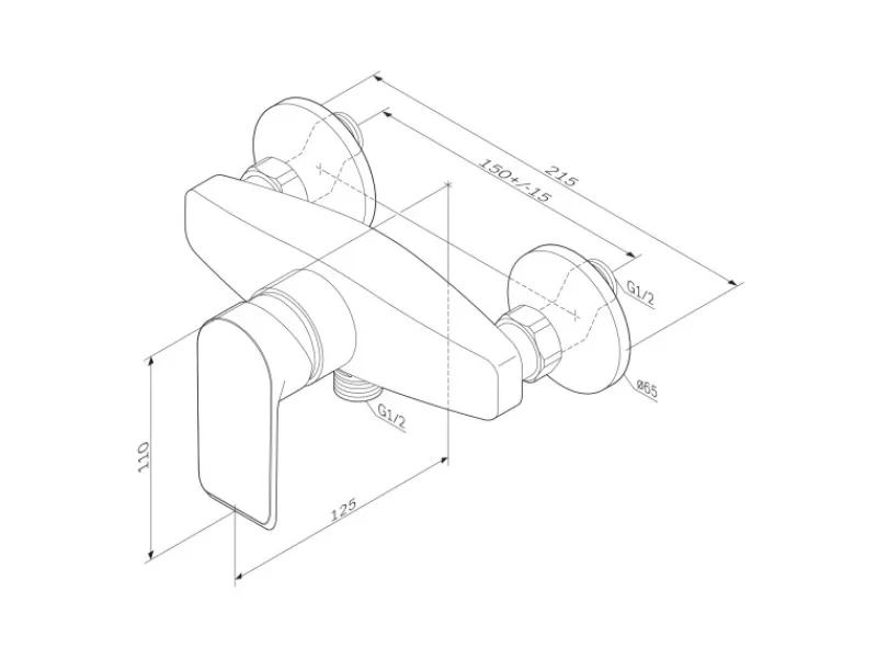 Einhebelmischer<AM.PM Einhebel Duscharmatur Brausearmatur aus Messing Brausebatterie Flash FNA20022 Schwarz