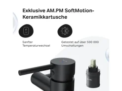 Einhebelmischer<AM.PM Einhebel Duscharmatur X-Joy S Brausearmatur aus Messing Brausebatterie Spike FPA20022 Schwarz
