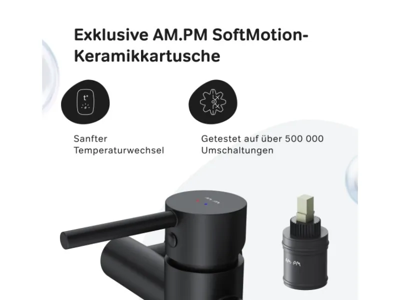 Einhebelmischer<AM.PM Einhebel Duscharmatur X-Joy S Brausearmatur aus Messing Brausebatterie Spike FPA20022 Schwarz