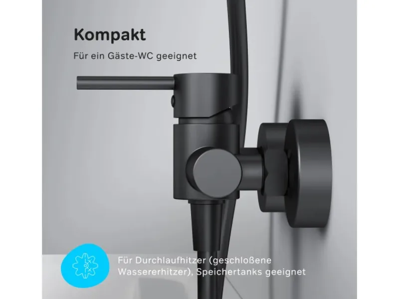 Einhebelmischer<AM.PM Einhebel Duscharmatur X-Joy S Brausearmatur aus Messing Brausebatterie Spike FPA20022 Schwarz