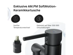 Einhebelmischer<AM.PM Einhebel Wannenarmatur Brausearmatur Spike Aufputz FPA10022 Schwarz