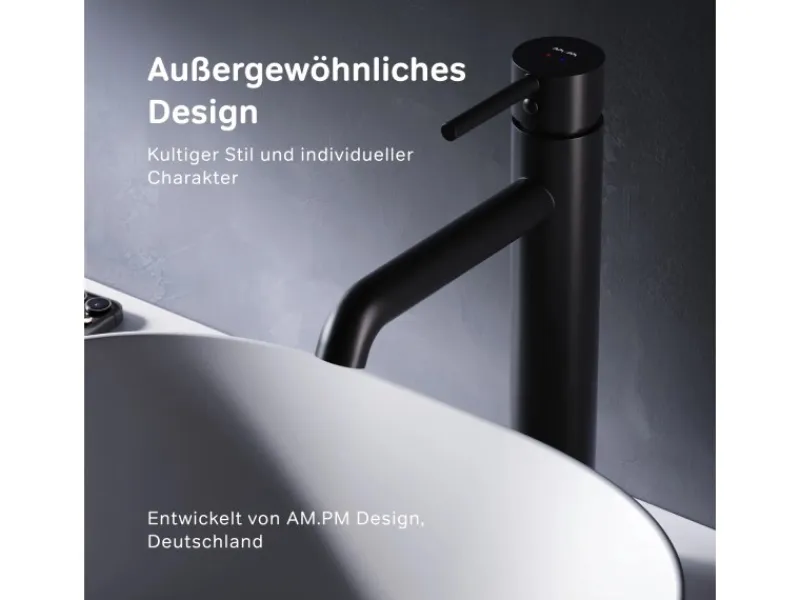 AM.PM Einhebel Waschtischarmatur Spike Wasserhahn Bad aus Messing FPA92022 Schwarz< Einhebelmischer