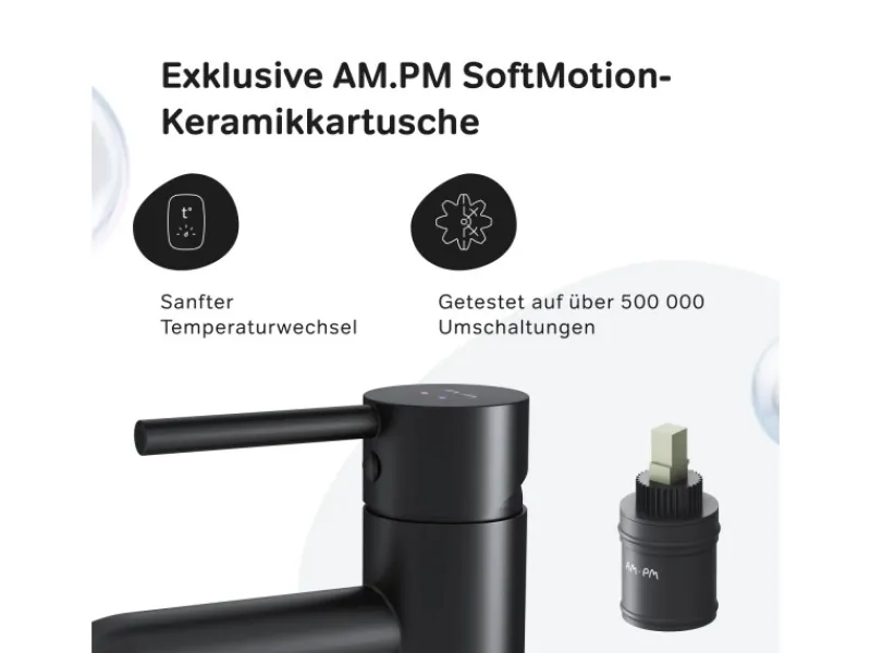 AM.PM Einhebel Waschtischarmatur Spike Wasserhahn Bad aus Messing FPA92022 Schwarz< Einhebelmischer