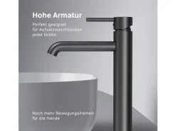 AM.PM Einhebel Waschtischarmatur Spike Wasserhahn Bad aus Messing FPA92022 Schwarz< Einhebelmischer