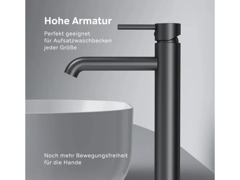 AM.PM Einhebel Waschtischarmatur Spike Wasserhahn Bad aus Messing FPA92022 Schwarz< Einhebelmischer