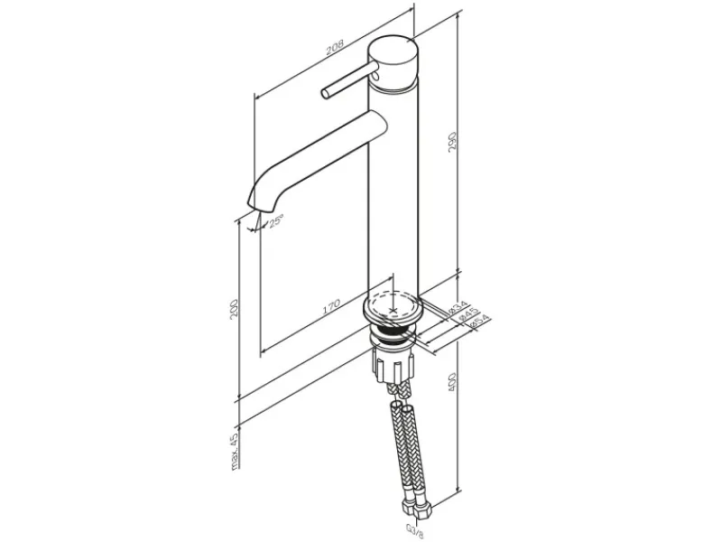 AM.PM Einhebel Waschtischarmatur Spike Wasserhahn Bad aus Messing FPA92022 Schwarz< Einhebelmischer