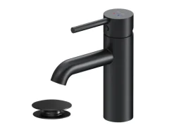 Einhebelmischer<AM.PM Einhebel Waschtischarmatur Spike Wasserhahn Bad mit Klick Ablaufgarnitur FPA82122 Schwarz
