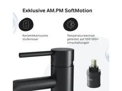 Einhebelmischer<AM.PM Einhebel Waschtischarmatur Spike Wasserhahn Bad aus Messing FPA02122 Schwarz