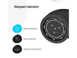 Einhebelmischer<AM.PM Einhebel Waschtischarmatur Spike Wasserhahn Bad aus Messing FPA02122 Schwarz