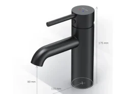 Einhebelmischer<AM.PM Einhebel Waschtischarmatur Spike Wasserhahn Bad aus Messing FPA02122 Schwarz