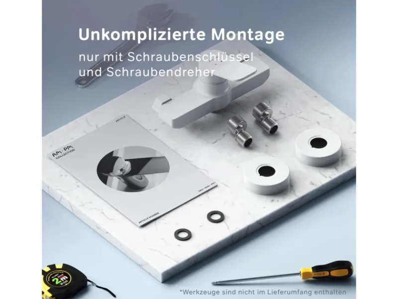 New AM.PM Einhebel-Duscharmatur Hit Brausearmatur aus Messing, Mischbatterie Brausebatterie Wasserhahn Bad FXA20033 Weiß