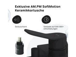 AM.PM Einhebel-Wannenarmatur / Brausearmatur,  Wasserhahn Bad, Wannenbatterie FXA10022 X-Joy Aufputz Schwarz