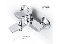 Best AM.PM Einhebel-Wannenarmatur / Brausearmatur,  Wasserhahn Bad, Wannenbatterie FXA10000 X-Joy Aufputz Chrom