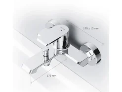 AM.PM Einhebel-Wannenarmatur / Brausearmatur,  Wasserhahn Bad, Wannenbatterie FNA10000 Flash Aufputz Chrom< Einhebelmischer