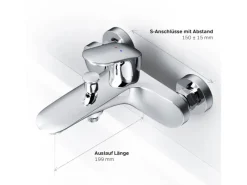 AM.PM Einhebel-Wannenarmatur / Brausearmatur,  Wasserhahn Bad, Wannenbatterie FLA10000 Like Aufputz Chrom< Einhebelmischer