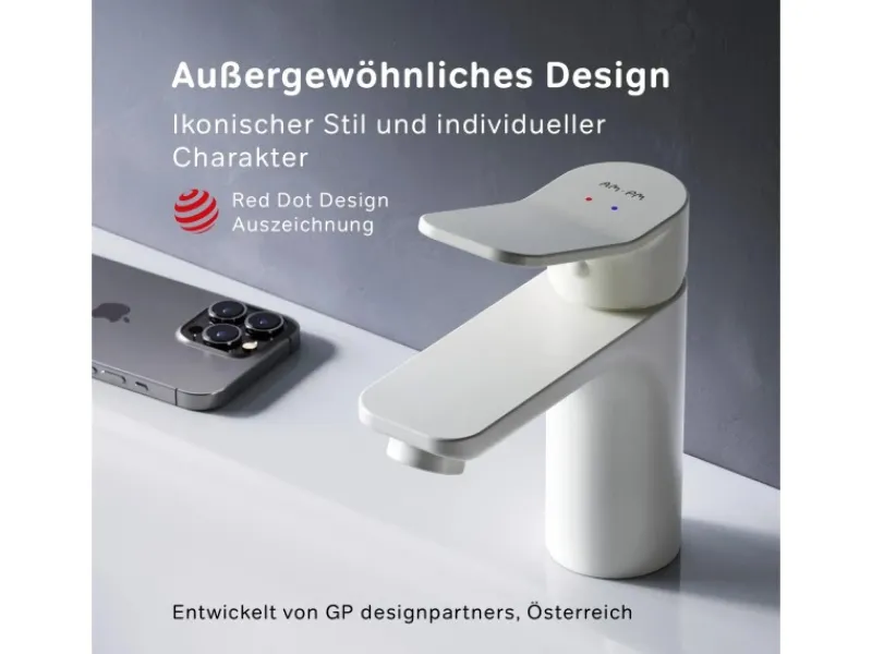 Online AM.PM Einhebel-Waschtischarmatur X-Joy Wasserhahn Bad aus Messing, Waschbecken Armatur, Mischbatterie FXA02133 Weiß
