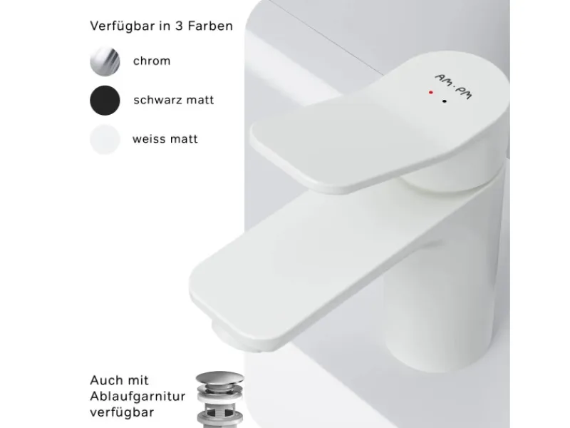Online AM.PM Einhebel-Waschtischarmatur X-Joy Wasserhahn Bad aus Messing, Waschbecken Armatur, Mischbatterie FXA02133 Weiß