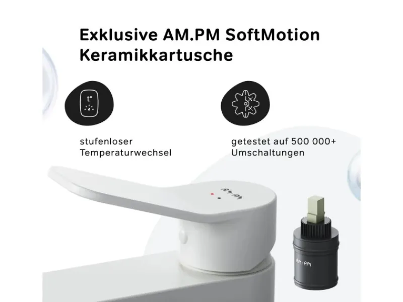 Online AM.PM Einhebel-Waschtischarmatur X-Joy Wasserhahn Bad aus Messing, Waschbecken Armatur, Mischbatterie FXA02133 Weiß