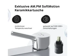 Einhebelmischer<AM.PM Einhebel-Waschtischarmatur X-Joy S Wasserhahn Bad aus Messing, Waschbecken Armatur, Mischbatterie FXB02100