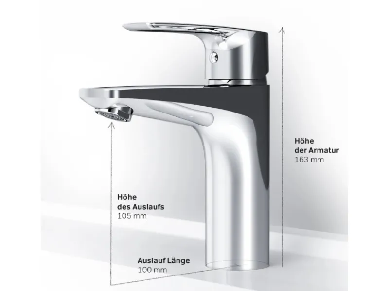 AM.PM Einhebel-Waschtischarmatur Gem Wasserhahn Bad aus Messing, Mischbatterie FGA02100< Einhebelmischer
