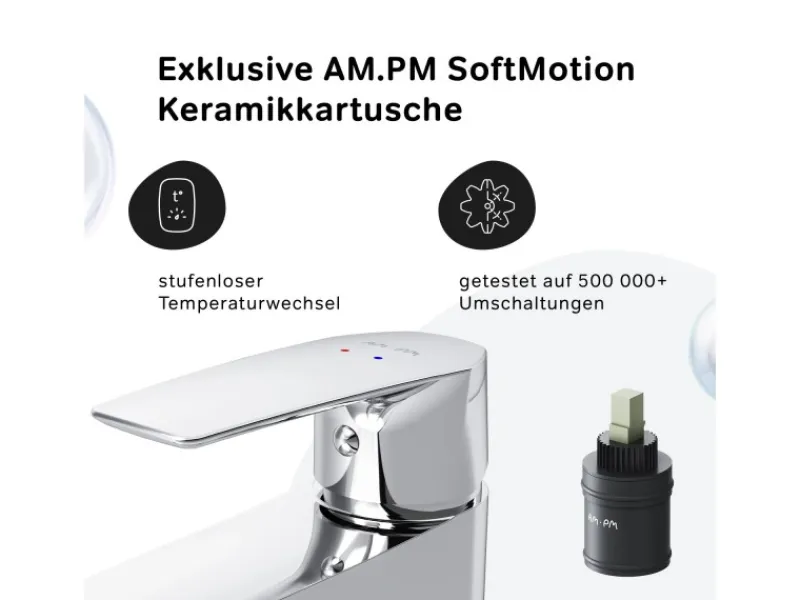 AM.PM Einhebel-Waschtischarmatur Gem Wasserhahn Bad aus Messing, Mischbatterie FGA02100< Einhebelmischer