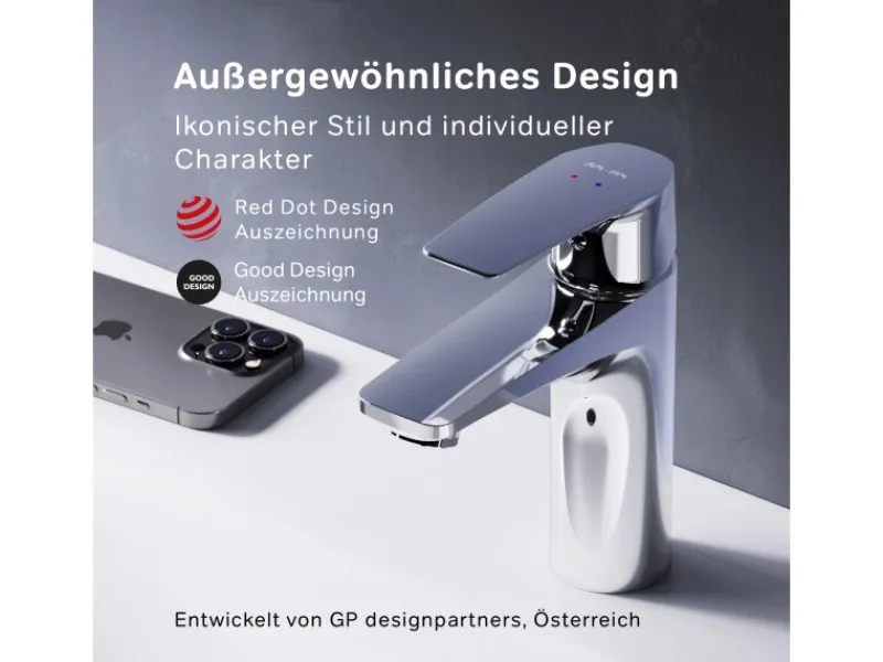 AM.PM Einhebel-Waschtischarmatur Gem Wasserhahn Bad aus Messing, Mischbatterie FGA02100< Einhebelmischer