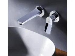 Einhebelmischer<AM.PM Einhebel-Waschtischarmatur Wandmontage X-Joy Wasserhahn Bad, Mischbatterie FXA72600 Chrom