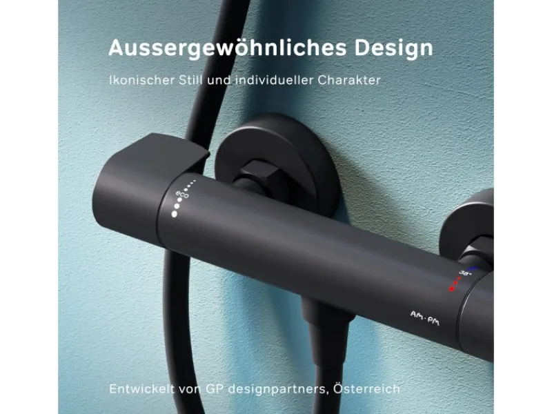 Discount AM.PM Thermostat Duscharmatur X-Joy Brausearmatur aus Messing, Mischbatterie Duschthermostat FXA40022 Schwarz
