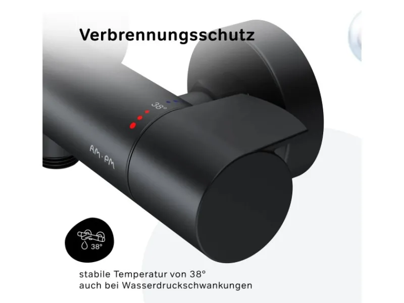 Discount AM.PM Thermostat Duscharmatur X-Joy Brausearmatur aus Messing, Mischbatterie Duschthermostat FXA40022 Schwarz